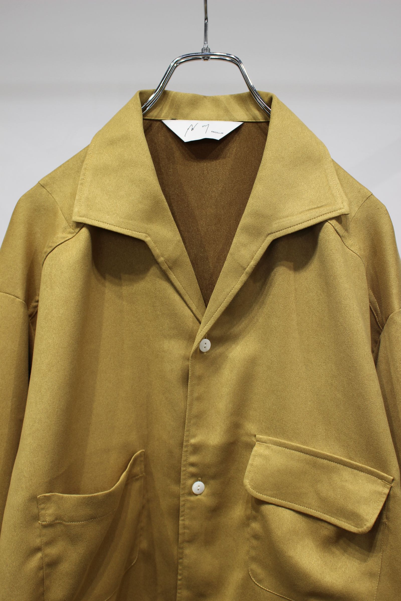 VEGAN SUEDE OPEN COLLAR SHIRT | YELLOW | シャツジャケット