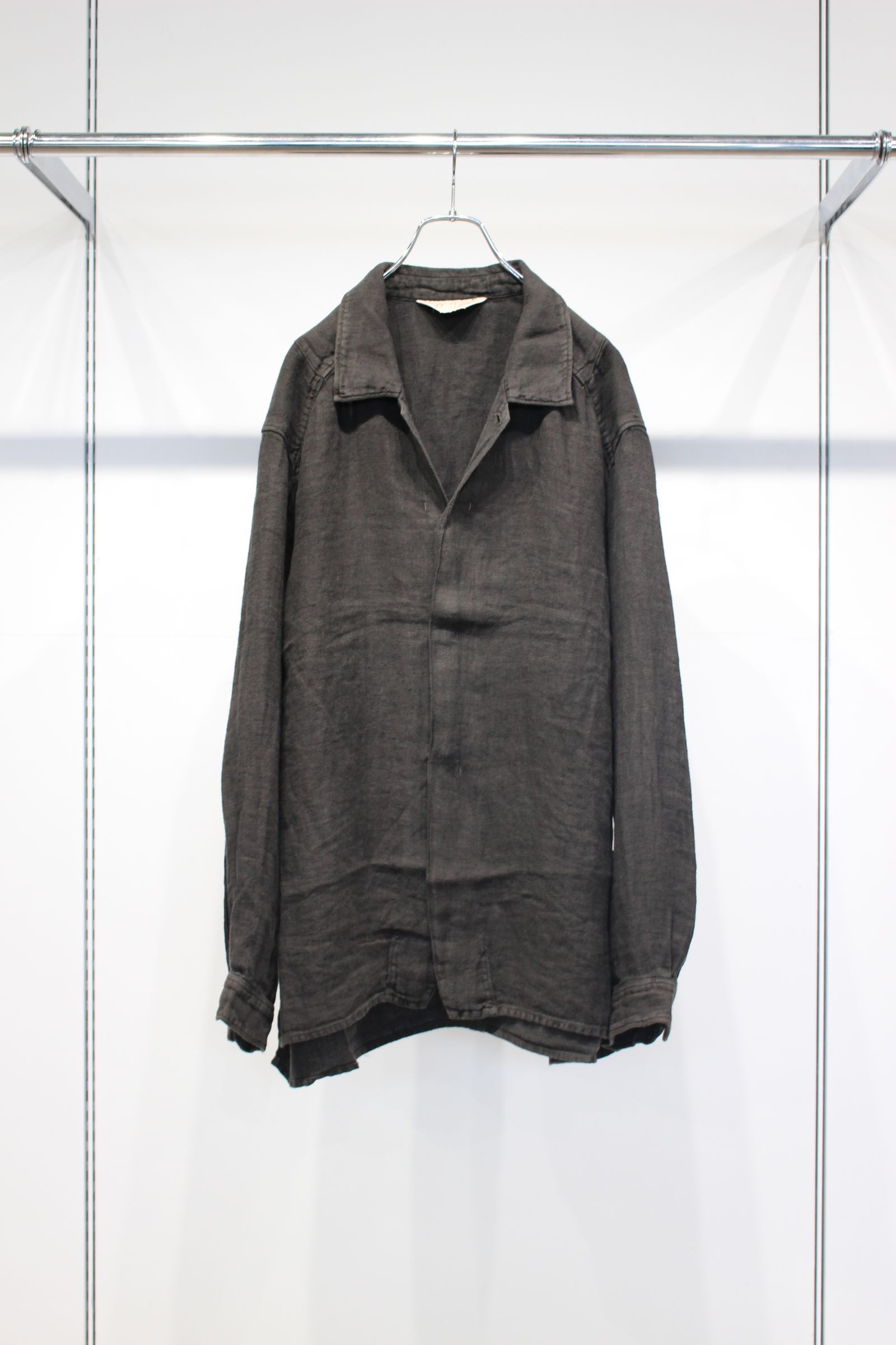 AGING LINEN CROSS-LINE SHIRT | BLACK | シャツ