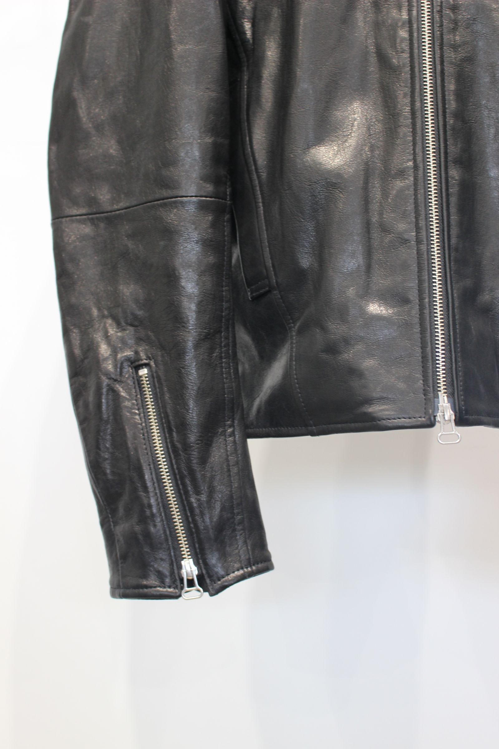 DRAPING LEATHER JACKET | BLACK | レザージャケット