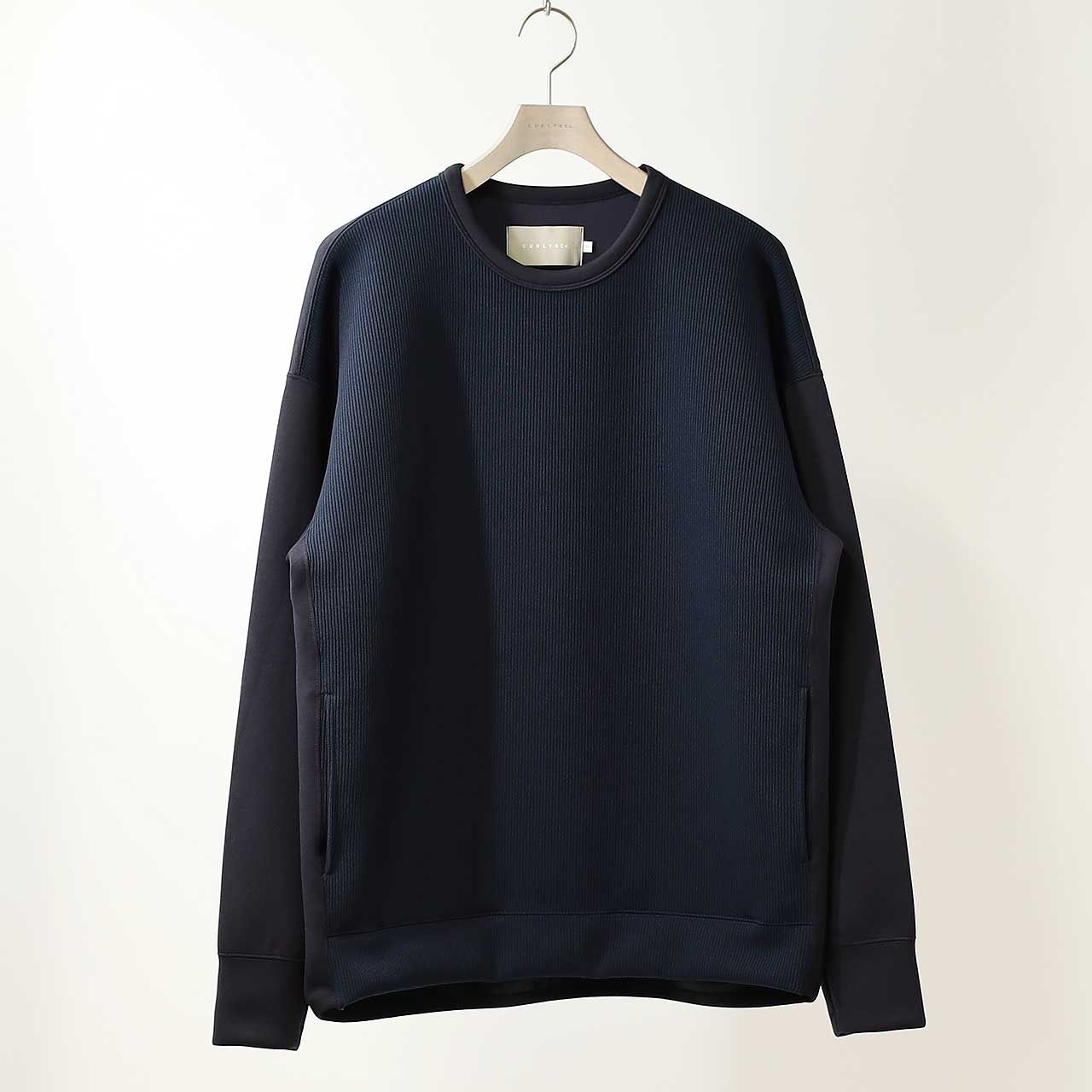 KNIT-COMBI RAYON DOUBLE-KNIT P/O | NAVY | クルーネックプルオーバー