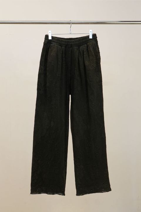 [ラスト1点] AGING LACE DOUBLE PANEL SLACKS | BLACK | スラックス
