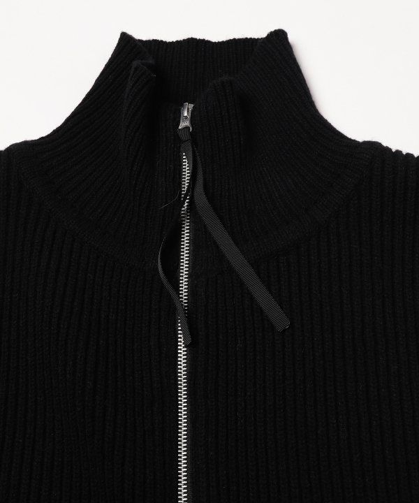 2WAY ZIP UP KNIT/ニット/ブラック