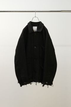 [ラスト1点] DAMAGE WOOL HERRINGBONE COVER ALL | BROWN×BLACK | カバーオール