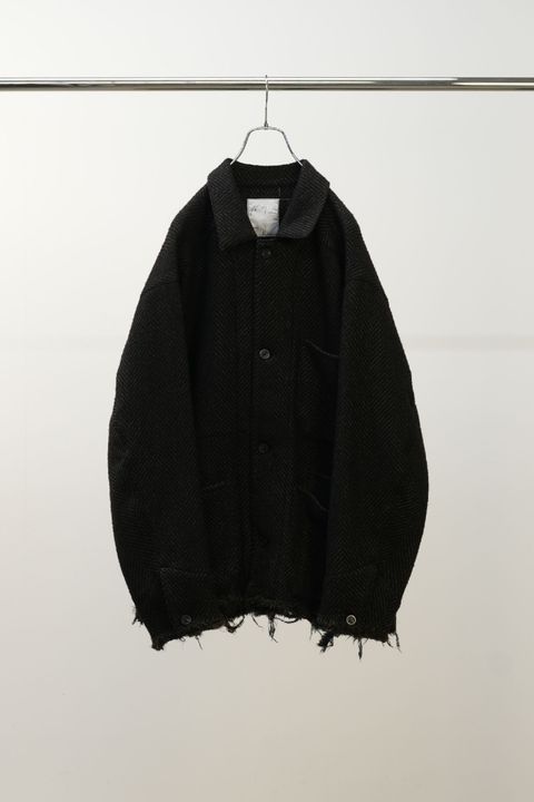 [ラスト1点] DAMAGE WOOL HERRINGBONE COVER ALL | BROWN×BLACK | カバーオール