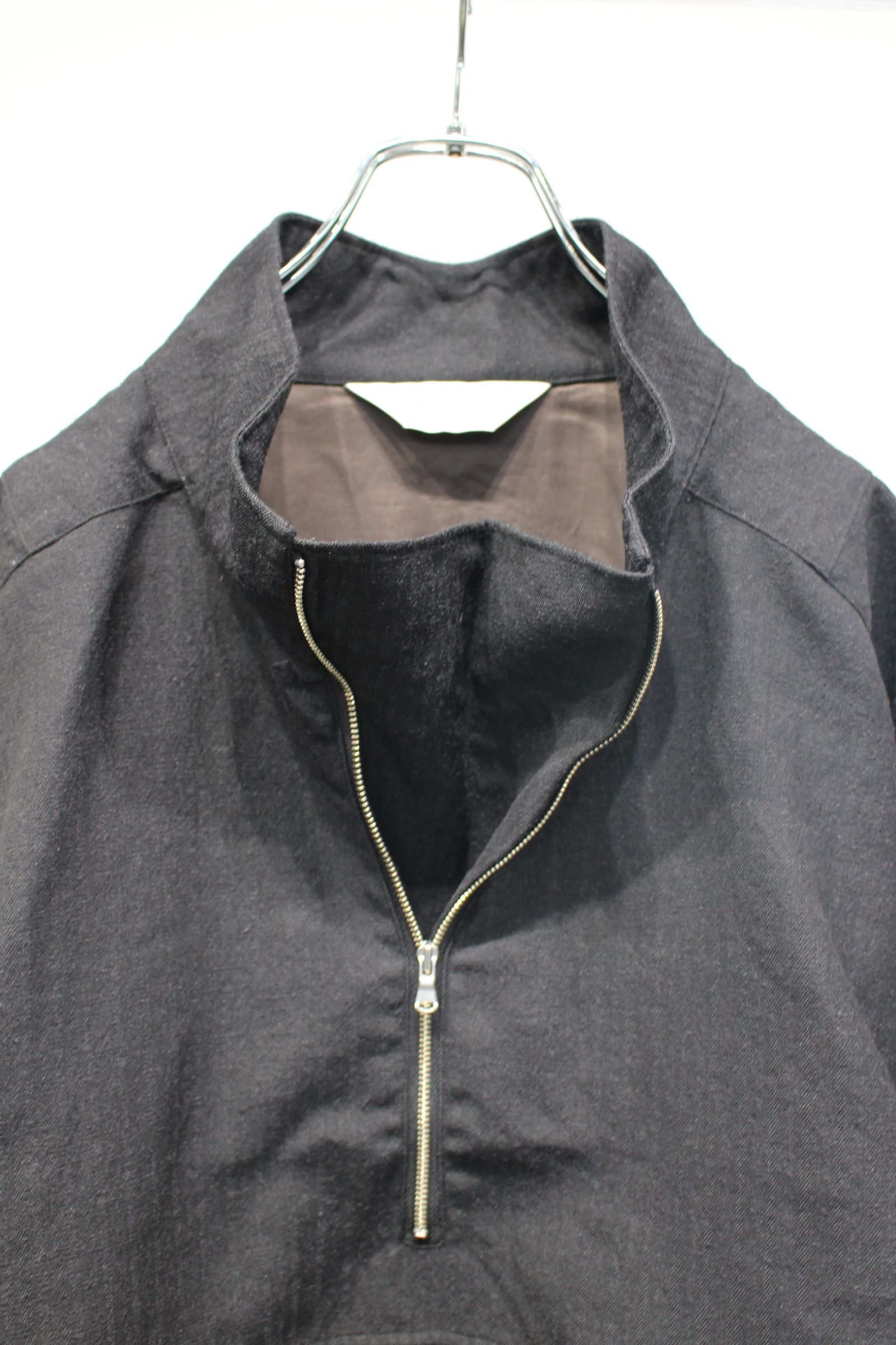 WOOL HALF ZIP PULL OVER SHIRT | CHARCOAL | ハーフジップ