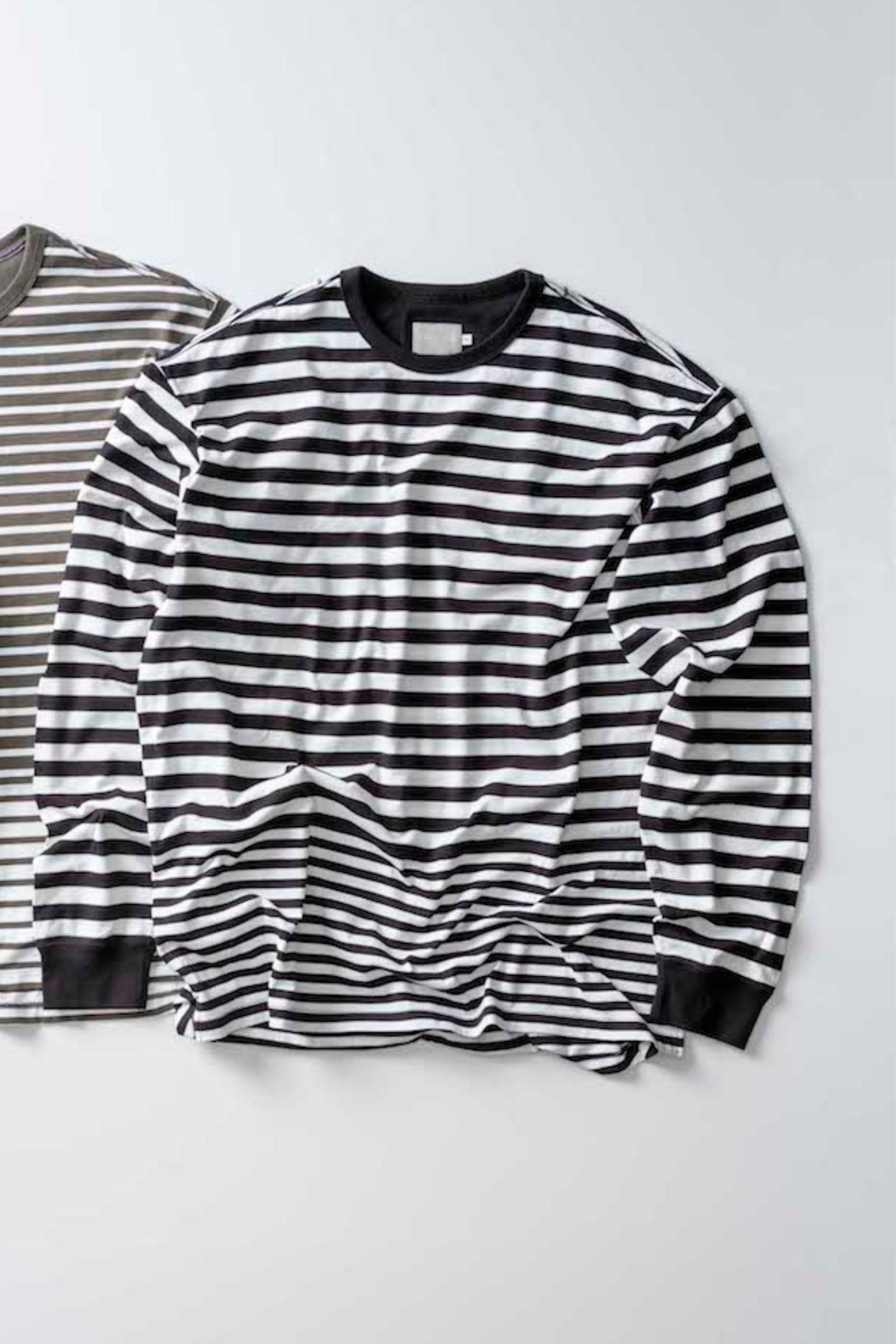 DOUBLE BORDER L/S TEE/BLACK-WHITE