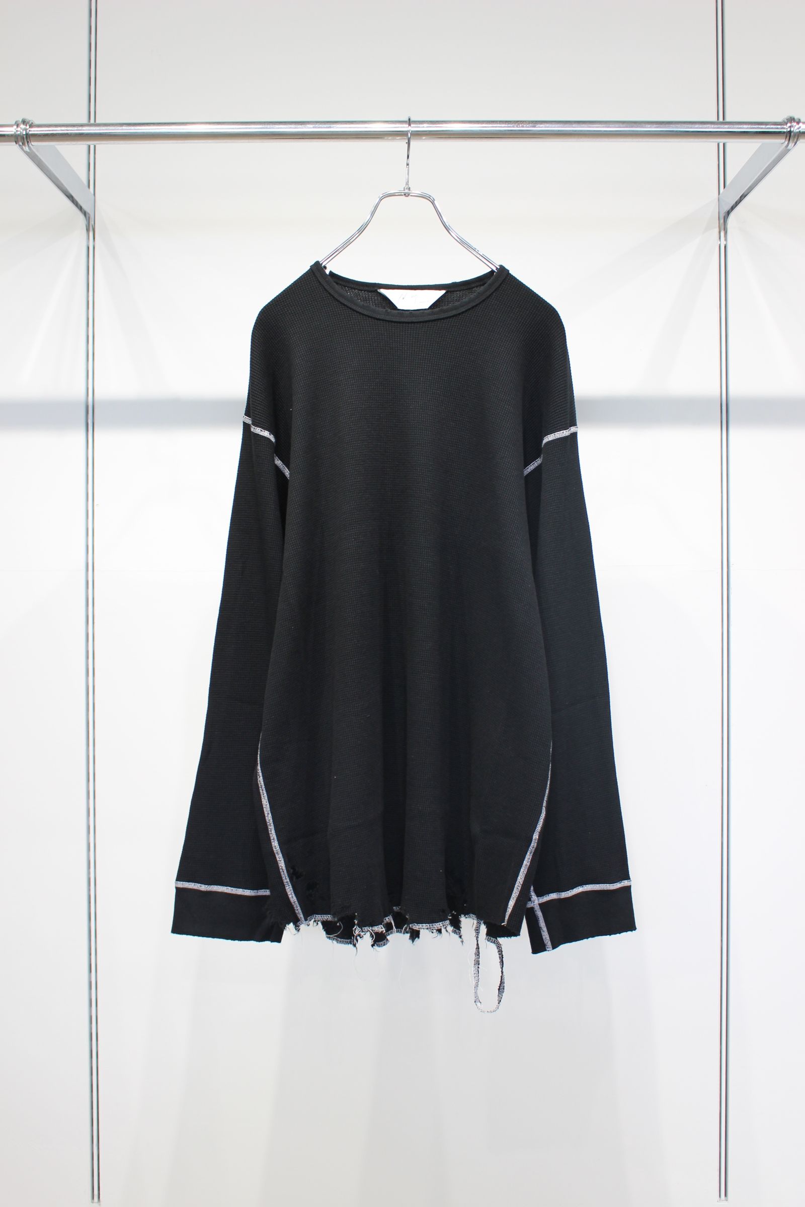 DAMAGE WAFFLE CREW LS T-SHIRT | BLACK | ダメージワッフル