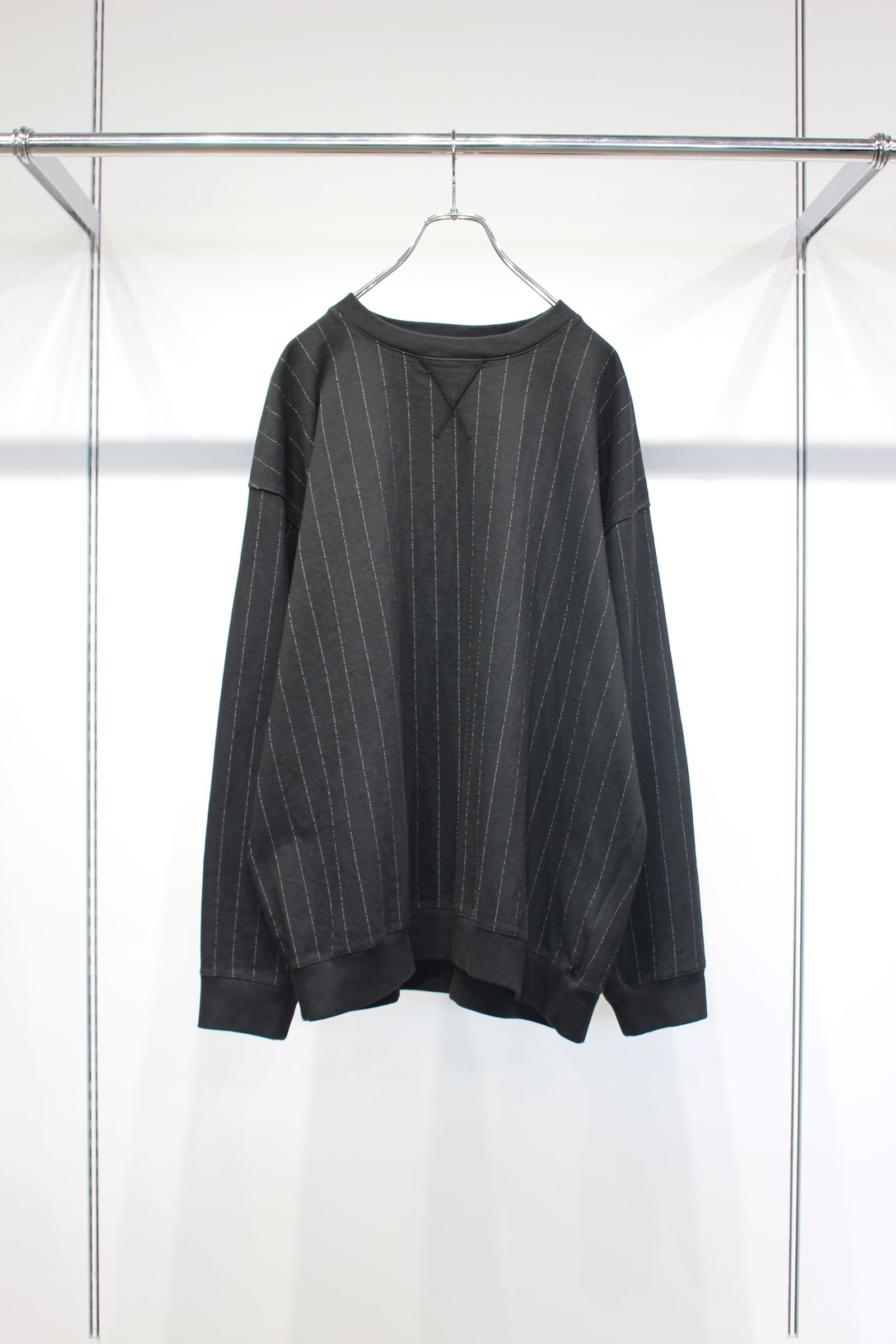 QUILTING STITCH OPEN END JERSEY Rib Gusset L/S T-Shirt | BLACK | カットソー