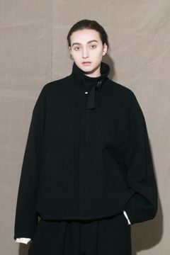 RECYCLED MELANGE WOOL KNIT ZIP BLOUSON/BLACK