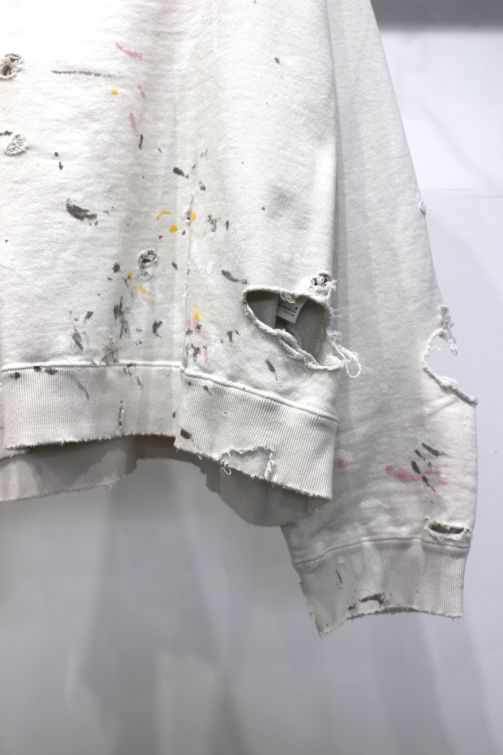 ANCELLM - [ラスト1点] HARD CRASH SWEAT SHIRT | OFF WHITE