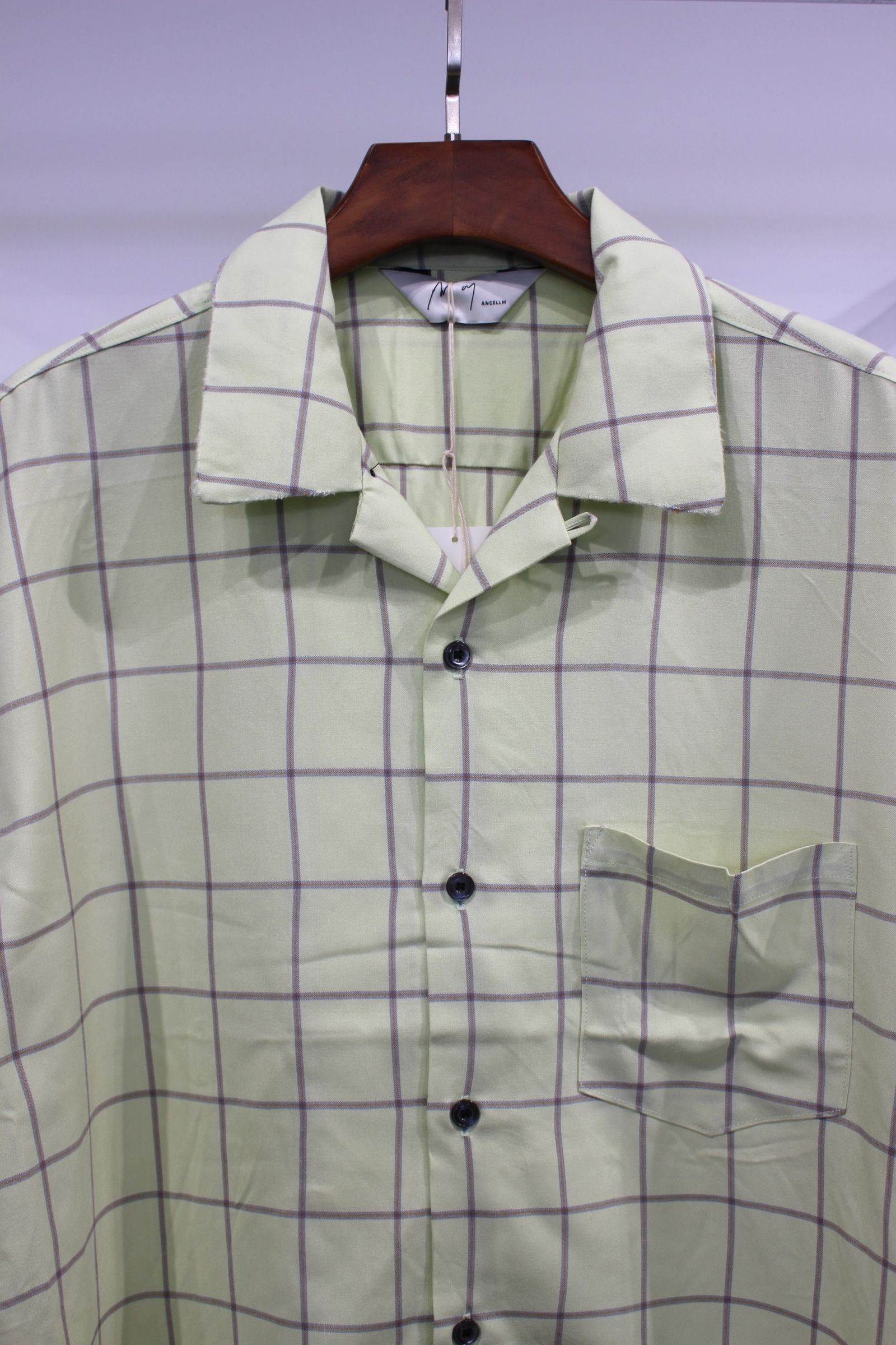 ANCELLM - [ラスト1点] RAYON CHECK OPEN COLLAR SS SHIRT