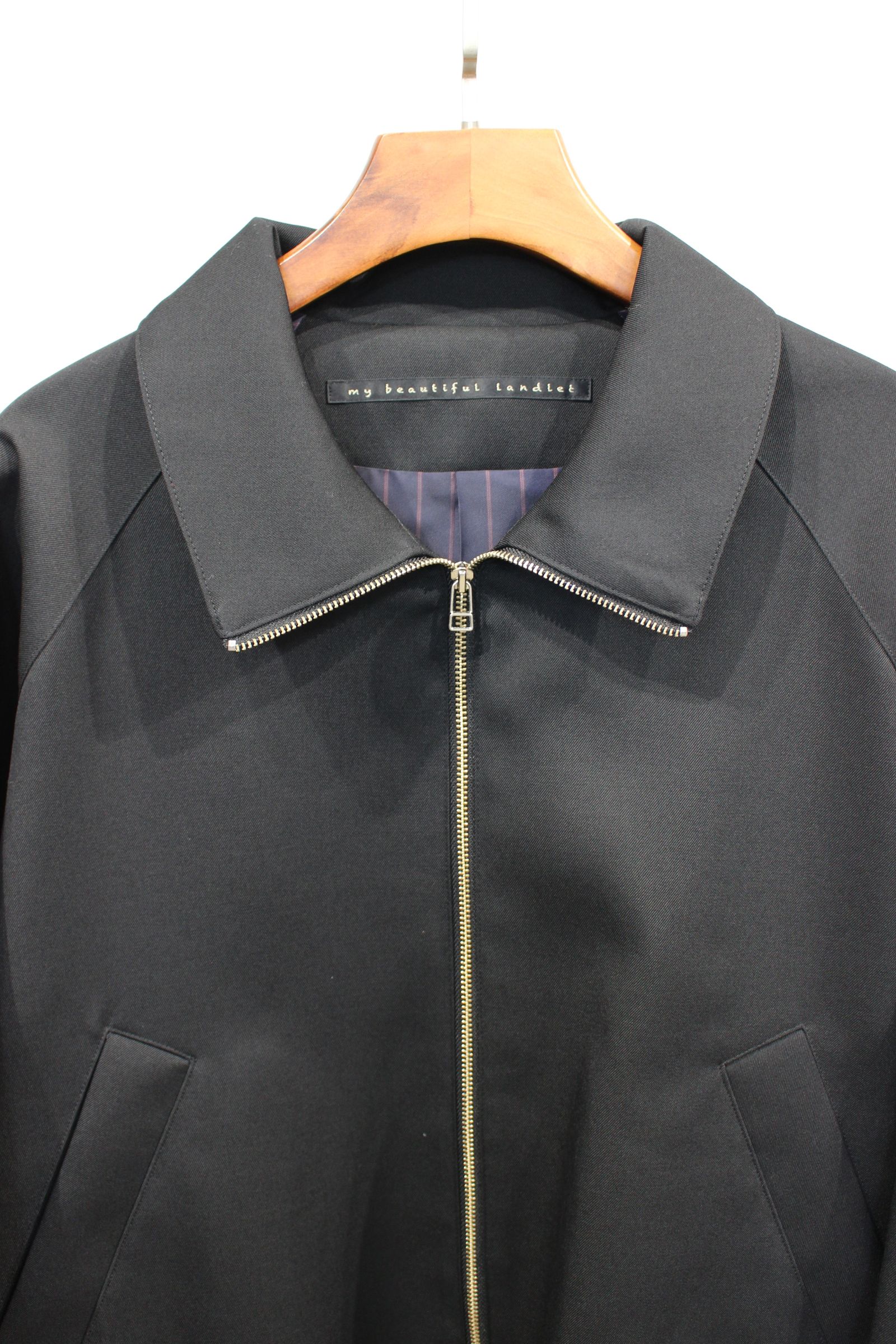 my beautiful landlet - HARUTO PROCESSED WOOL ZIP BLOUSON/BLACK