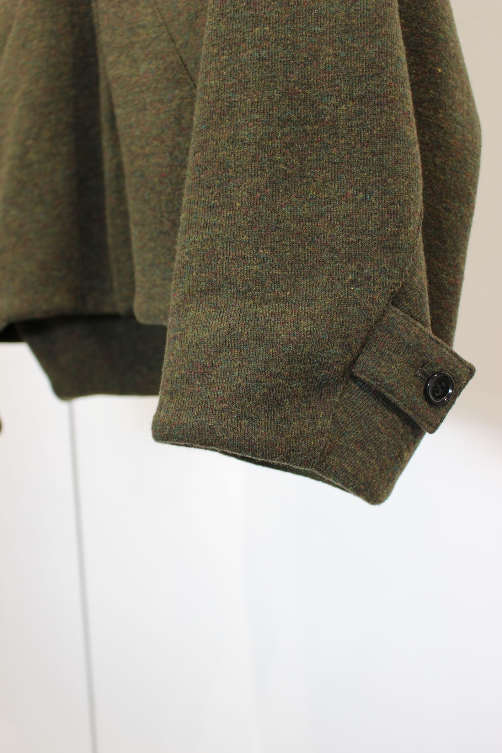 RECYCLED MELANGE WOOL KNIT ZIP BLOUSON/OLIVE