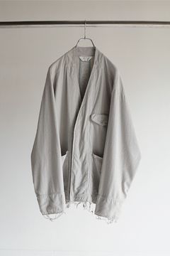 SILK SUEDE COLLARLESS JACKET/BLUEGRAY