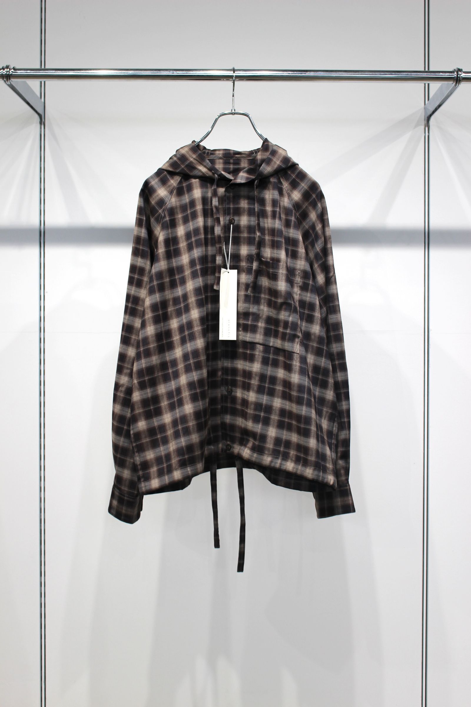 Tech Check Hooded Ventilation Shirt | NAVY | フードシャツ