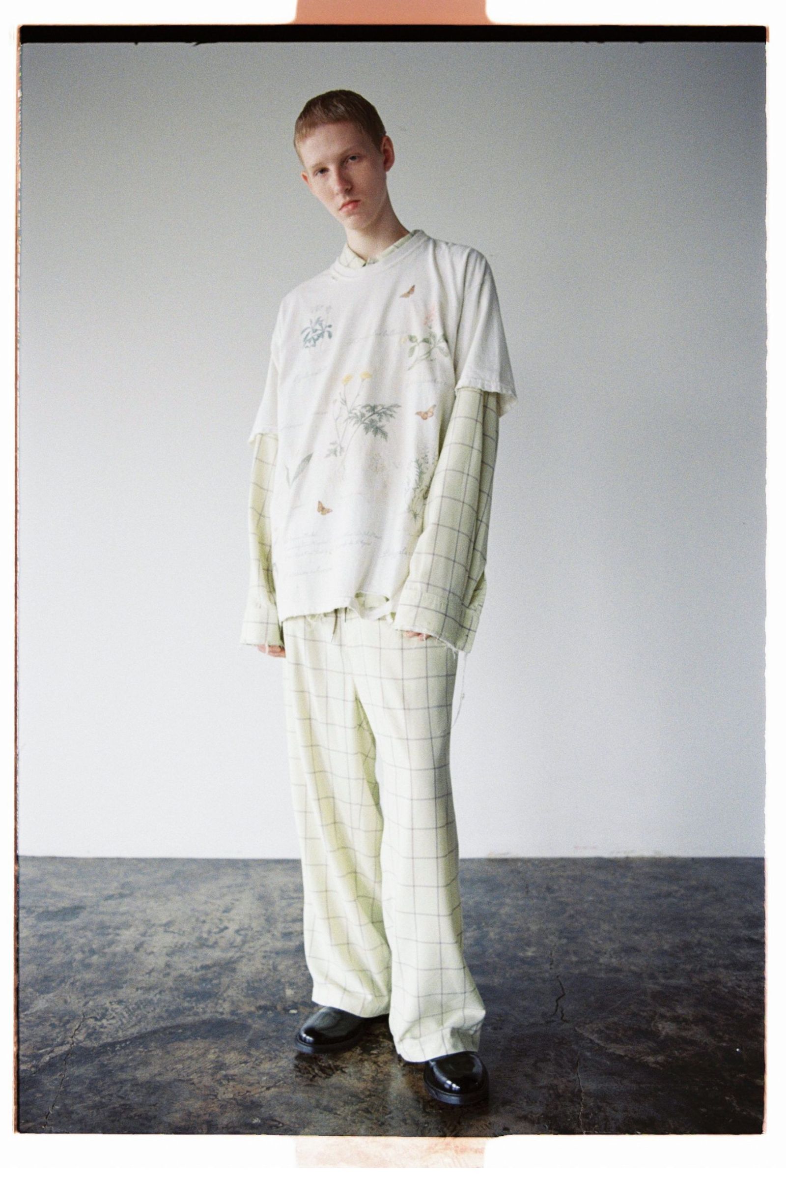 RAYON CHECK SLACKS/MINT