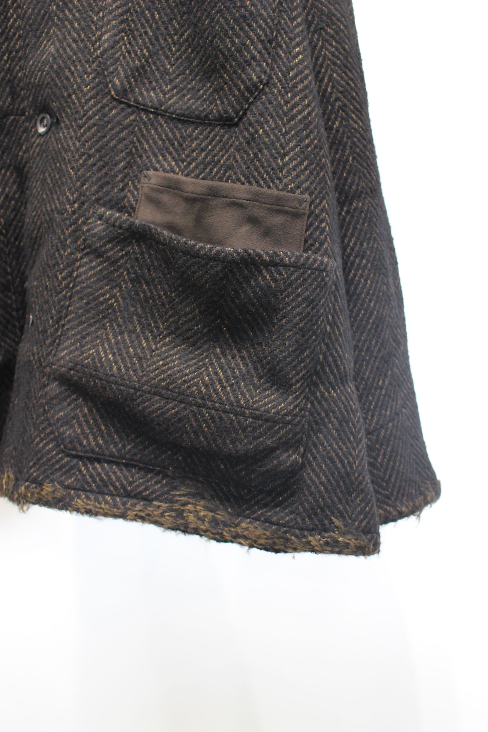 [ラスト1点] DAMAGE WOOL HERRINGBONE COVER ALL | BROWN×BLACK | カバーオール