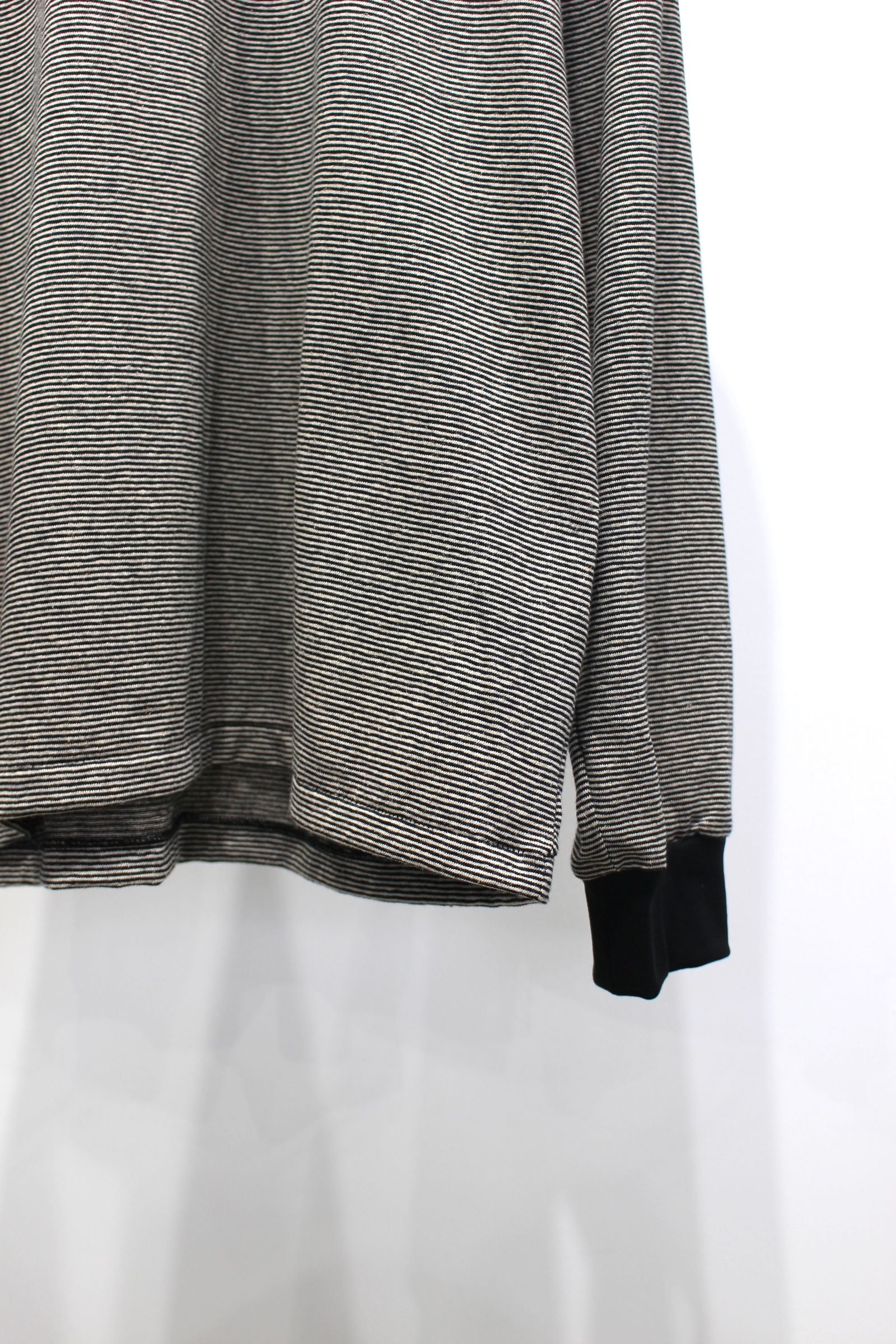 [ラスト1点] COTTON HEMP BORDER L/S TEE | BLACK | カットソー