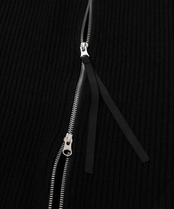 2WAY ZIP UP KNIT/ニット/ブラック