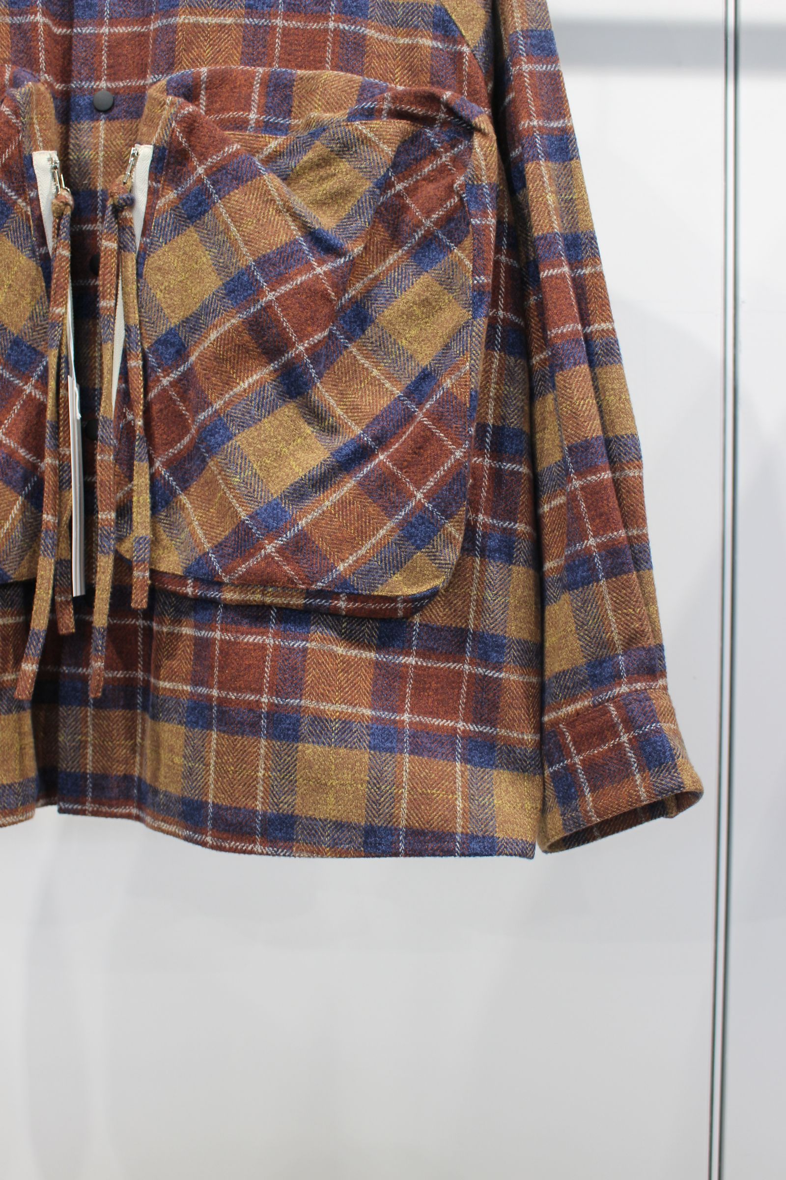 my beautiful landlet - COTTON TWEED CHECK RAGLAN OVERSIZE SHIRT | ORANGE |  シャツアウター | NapsNote