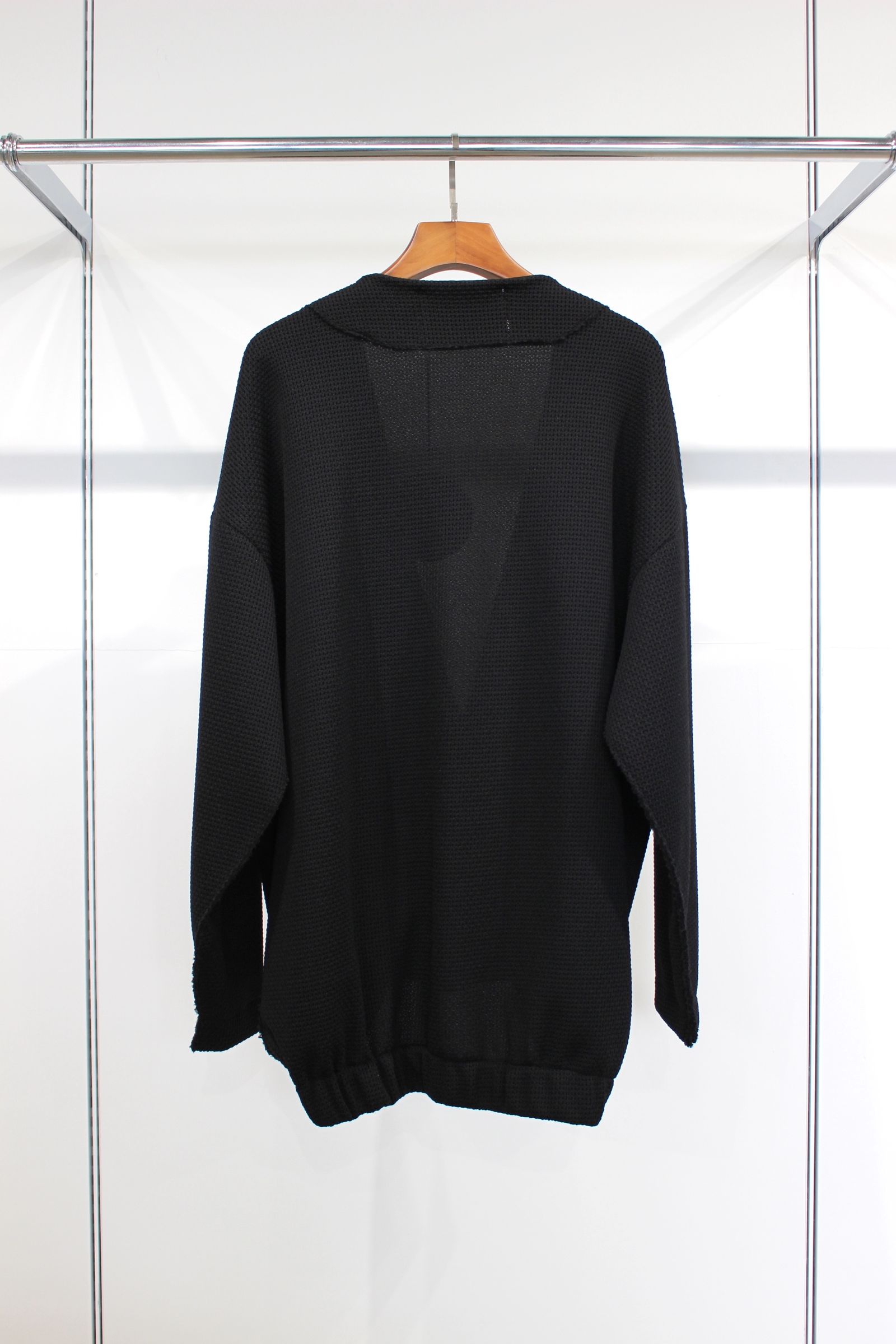 Honey Comb Quarter Gauge Cardigan/BLACK