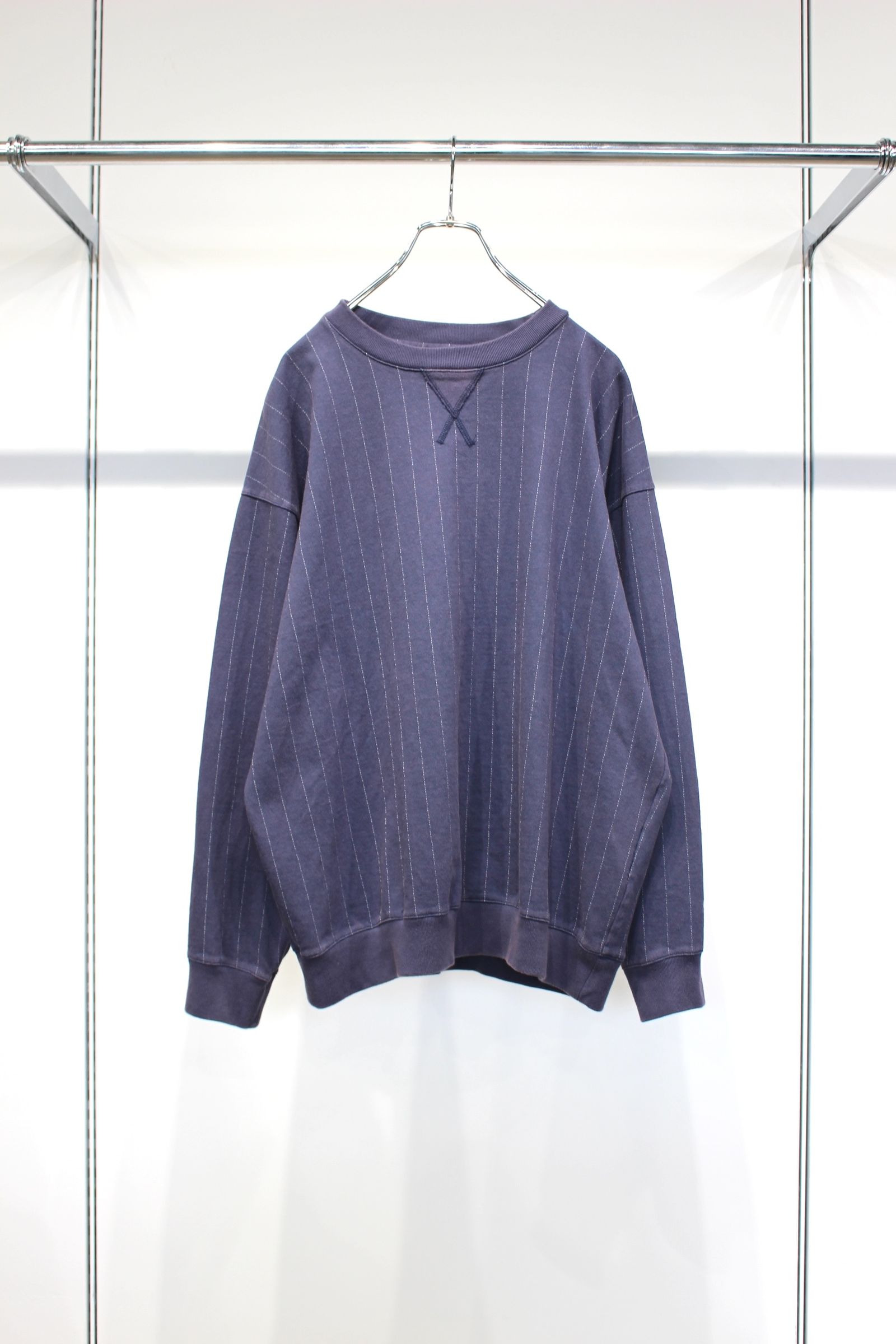 QUILTING STITCH OPEN END JERSEY Rib Gusset L/S T-Shirt | NAVY | カットソー