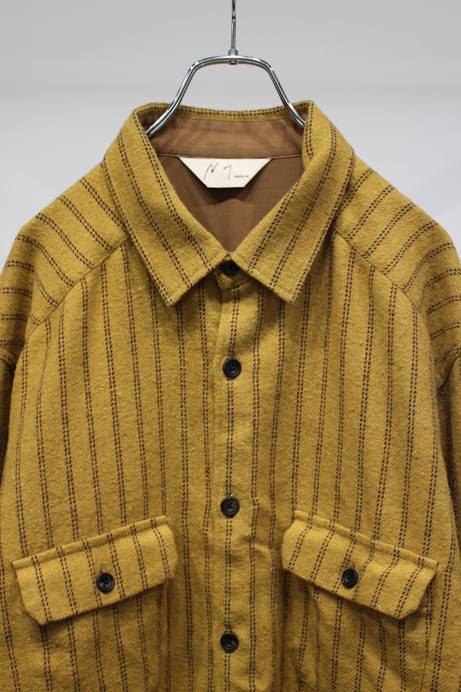 STRIPE BOXY WORK SHIRT | MUSTARD | シャツ