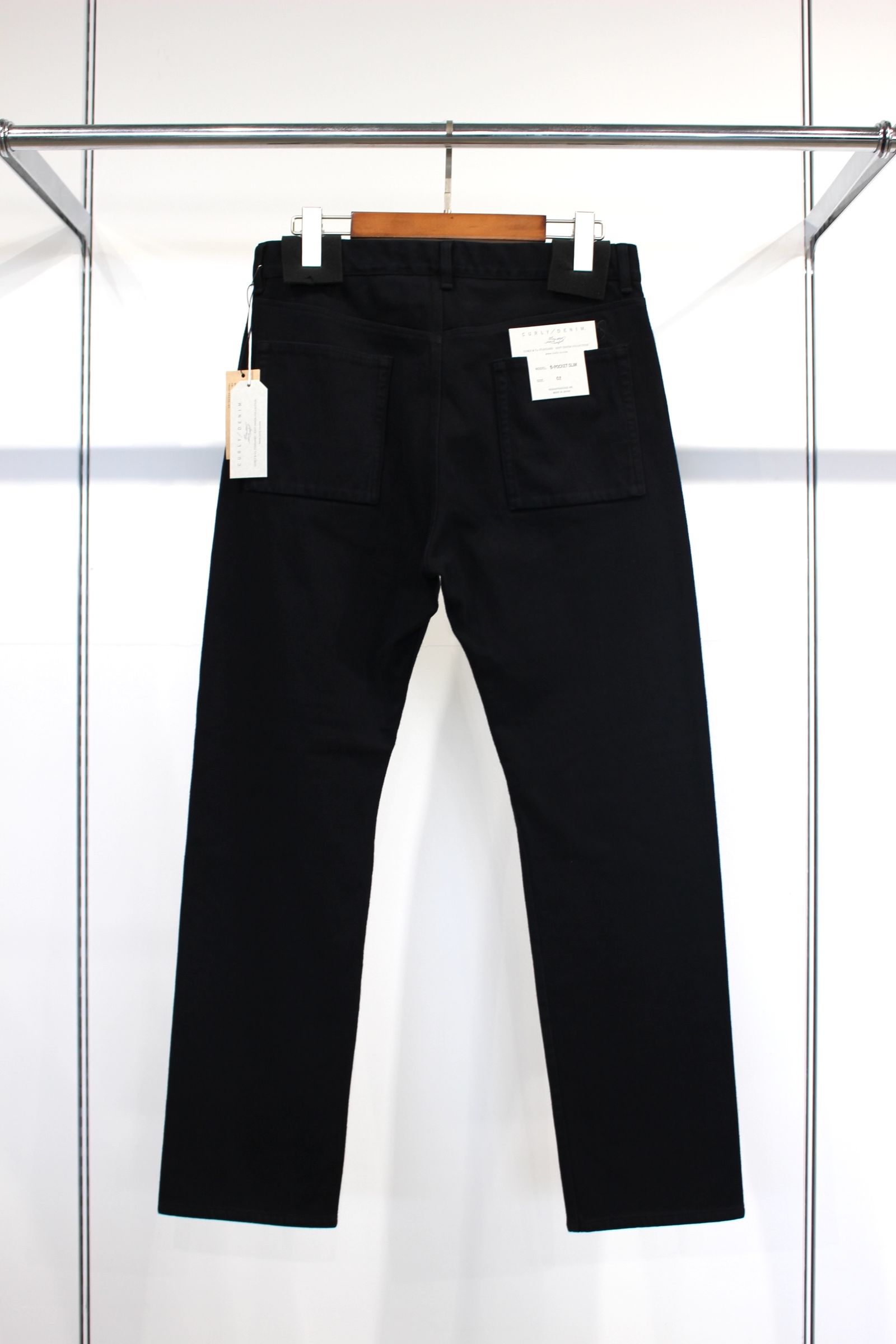 DENIM 5-POCKET PANTS SLIM -overdyed- | BLACK | ニットデニム