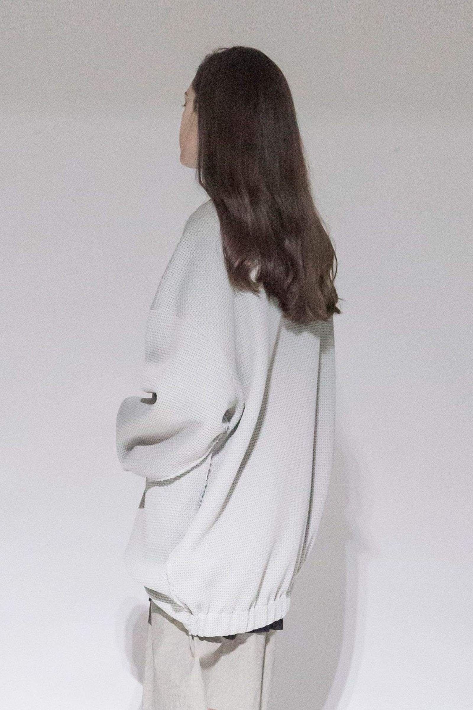 Honey Comb Quarter Gauge Cardigan/GRAY