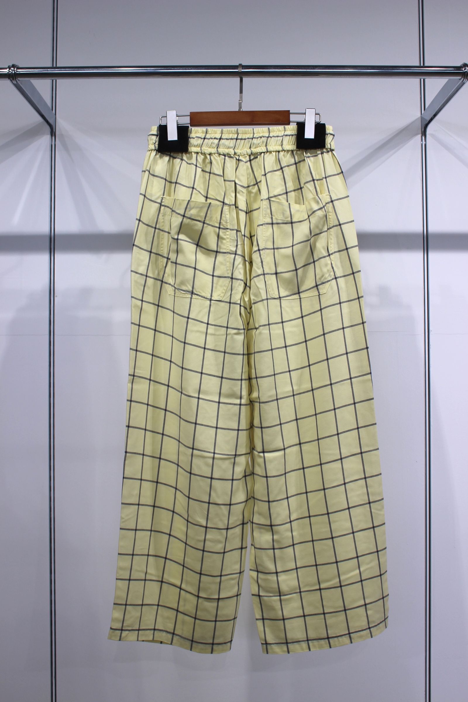 RAYON CHECK SLACKS/CREAM