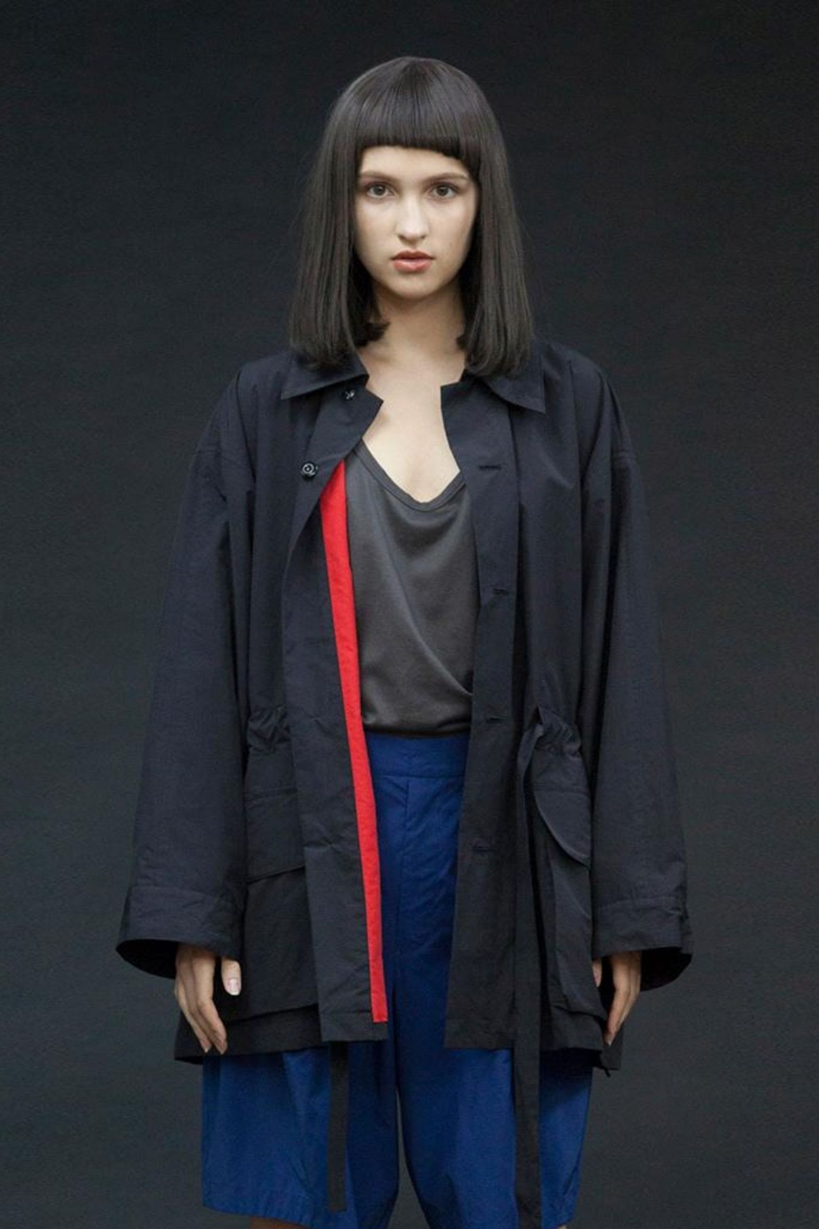 ジャケット・アウター 2021 my beautiful landlet nylon longcoat my beautiful landlet】MELTON FABRIC MOTORCYCLE LONG COAT
