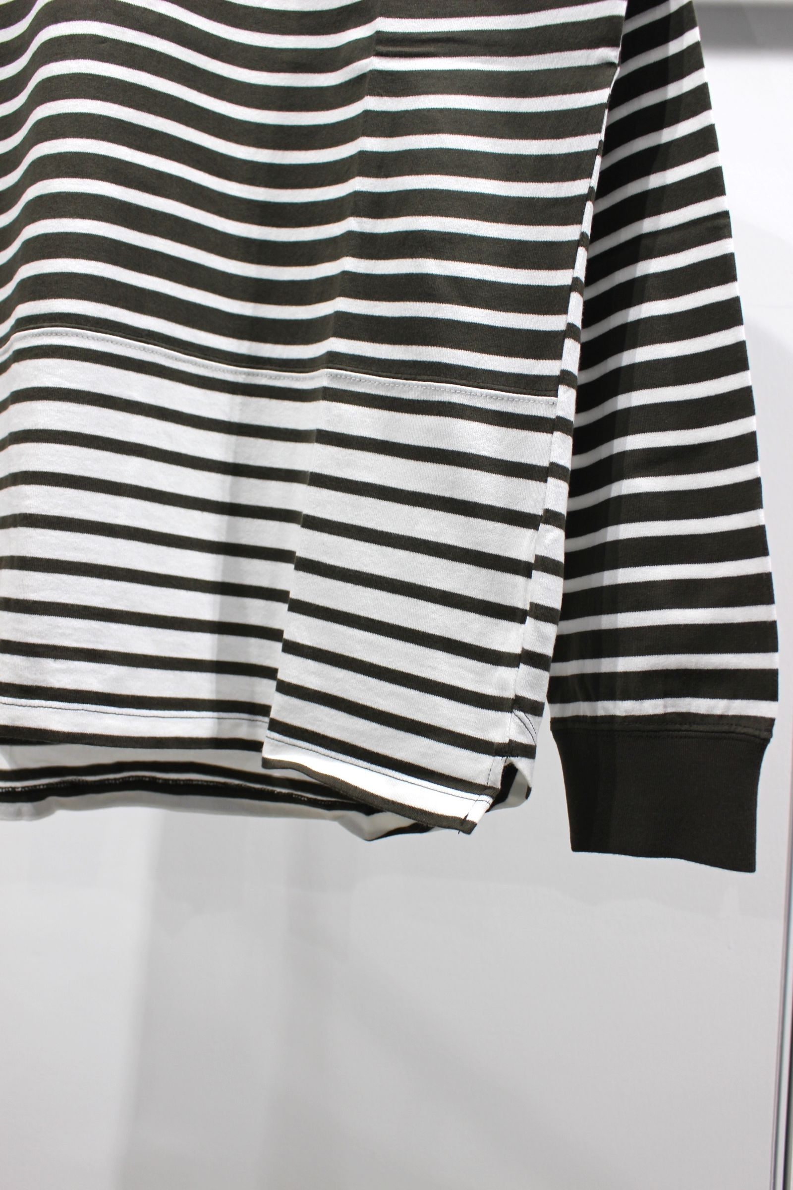 DOUBLE BORDER L/S TEE/OLIVE-WHITE