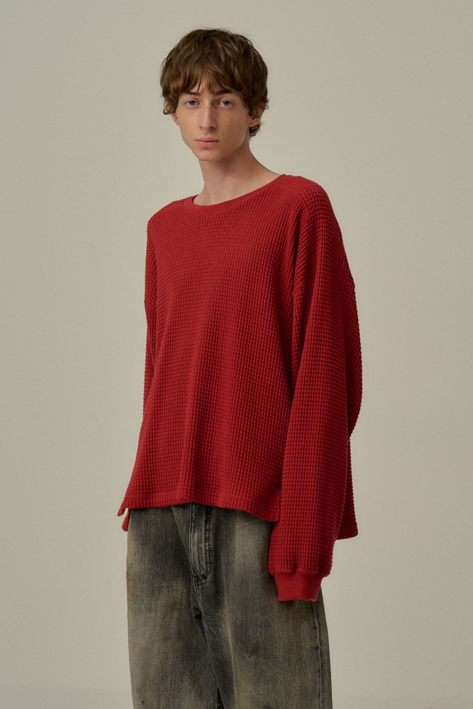 HEAVY WAFFLE OVER LS | RED | ヘビーワッフル