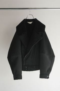 VEGAN LEATHER BOA ZIP JACKET | BLACK | ジャケット
