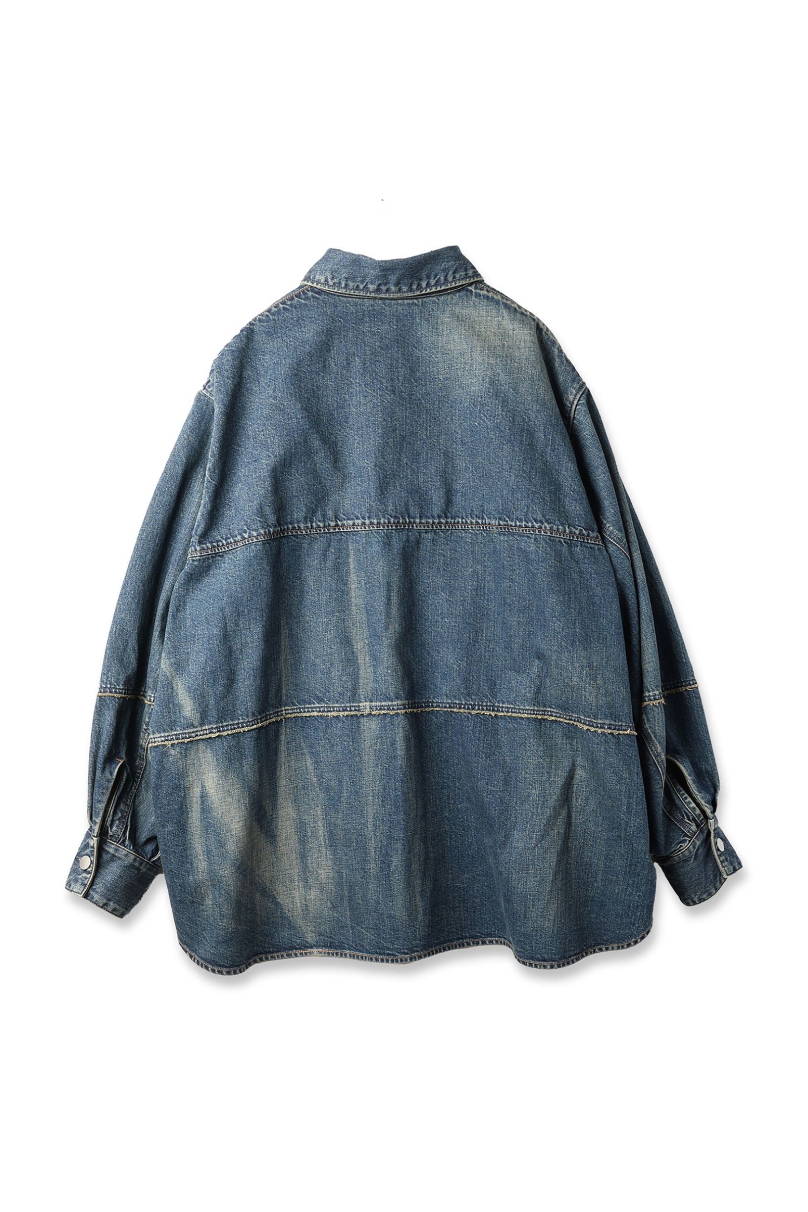 JieDa - OVER SIZE DENIM SHIRT | BLACK | デニムシャツ | NapsNote