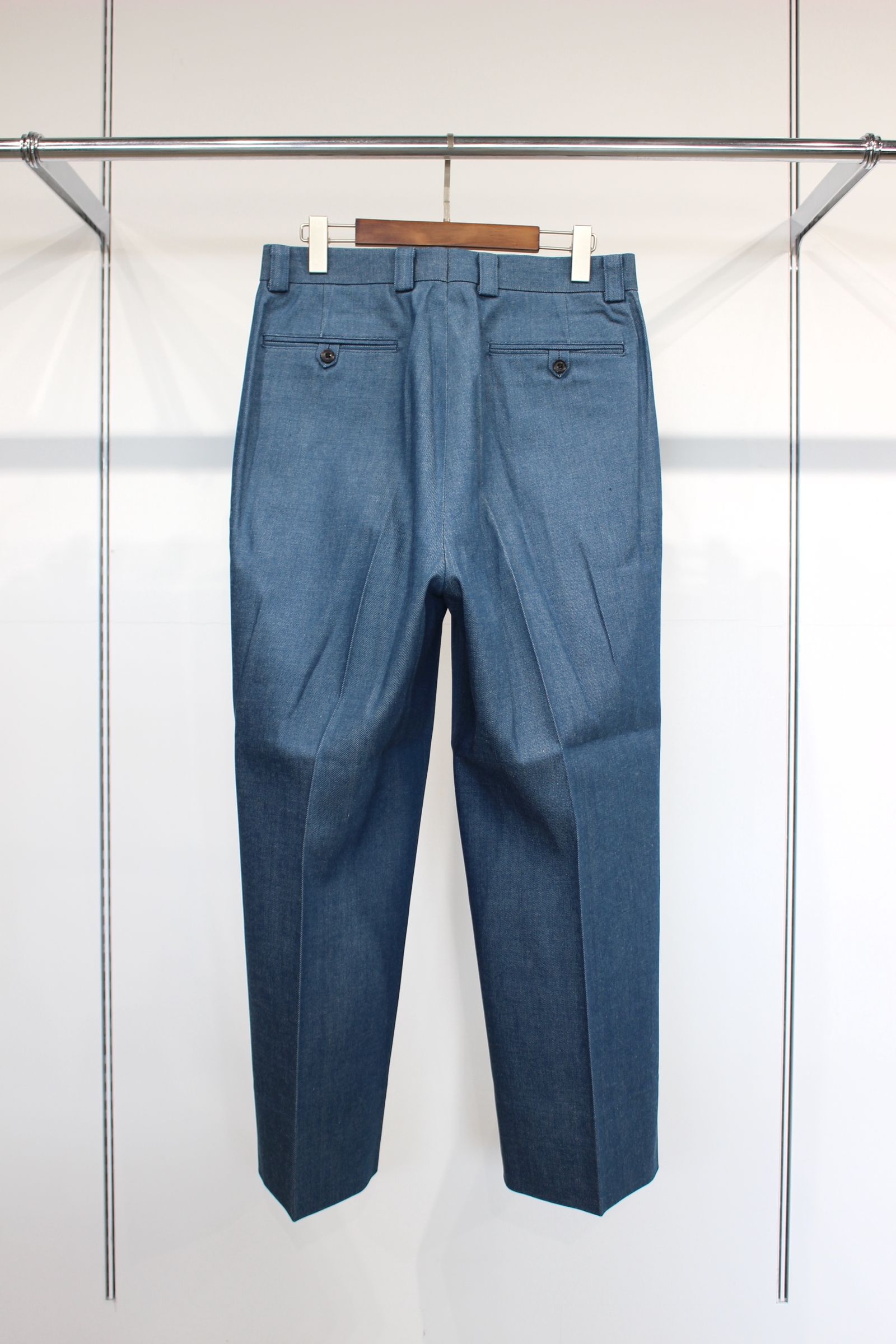 INTERIM - SHUTTLE DENIM 1-TUCK BAGGY SLACKS/10oz BLUE