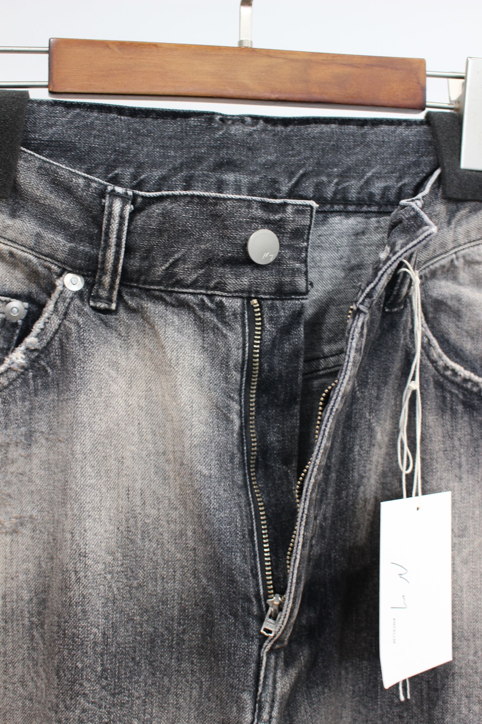 P/DAMAGE DENIM STRAIGHT 5P PANTS | BLACK | デニム