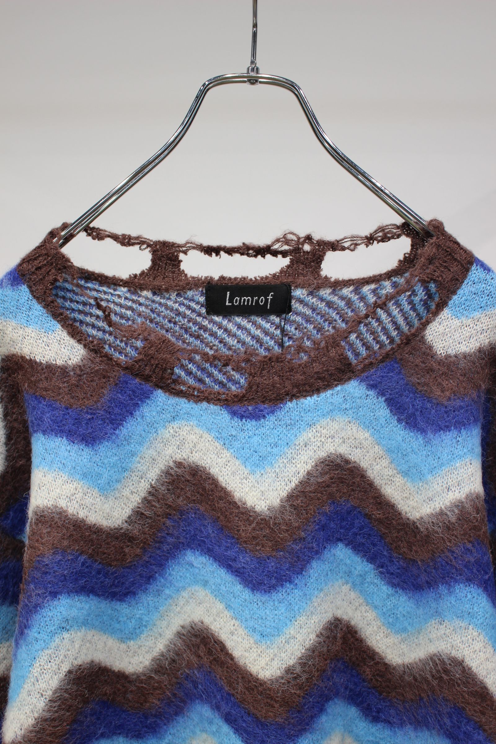 Wave Mohair Knit | BLUE - BROWN | ダメージニット