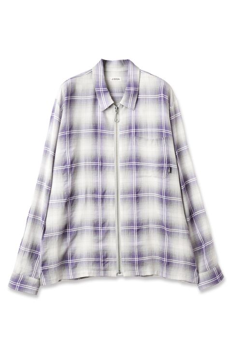 OMBRE CHECK ZIP SHIRT | PURPLE | ジップシャツ