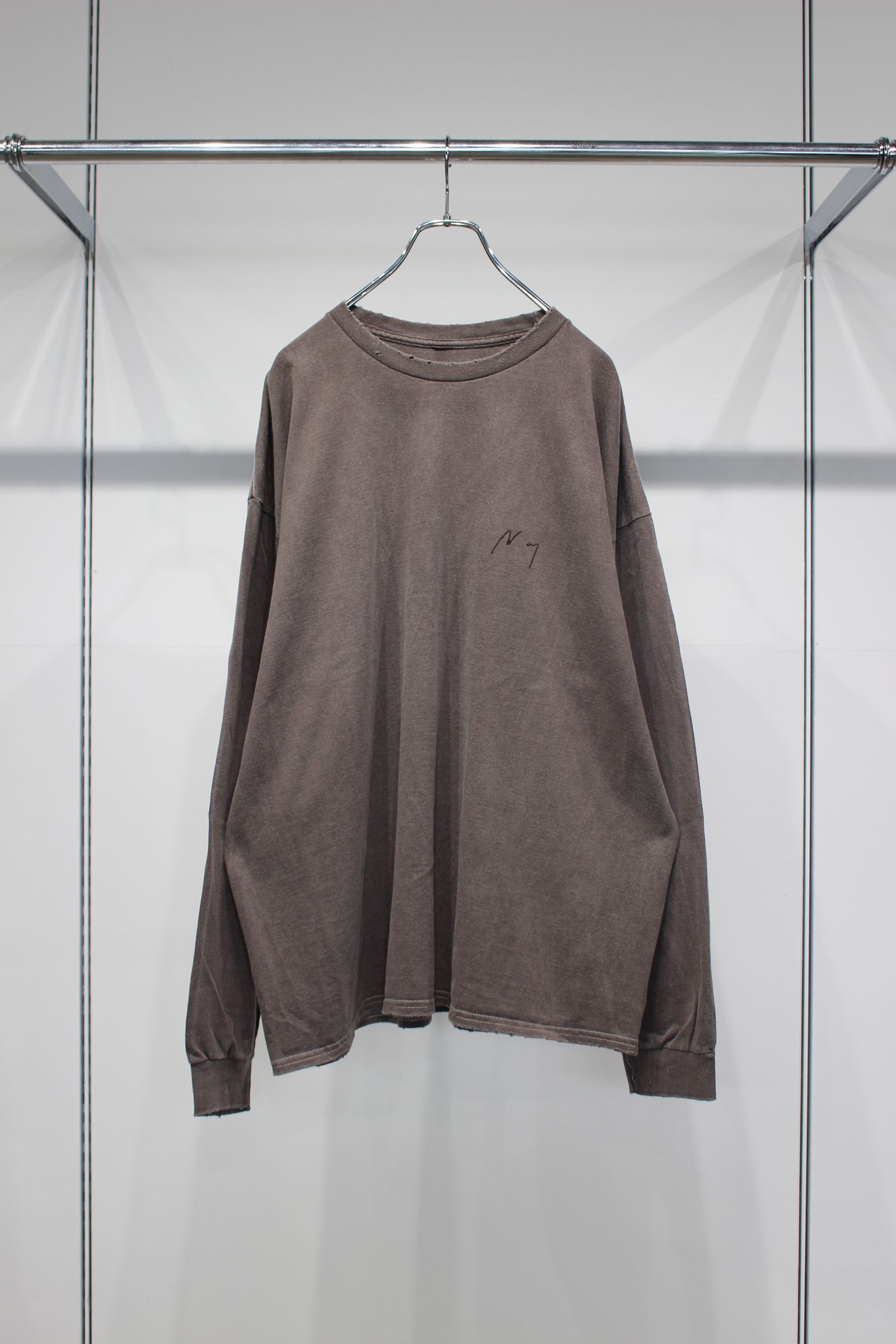 [ラスト1点] EMBROIDERY DYED LS T-SHIRT 2 | BROWN | カットソー