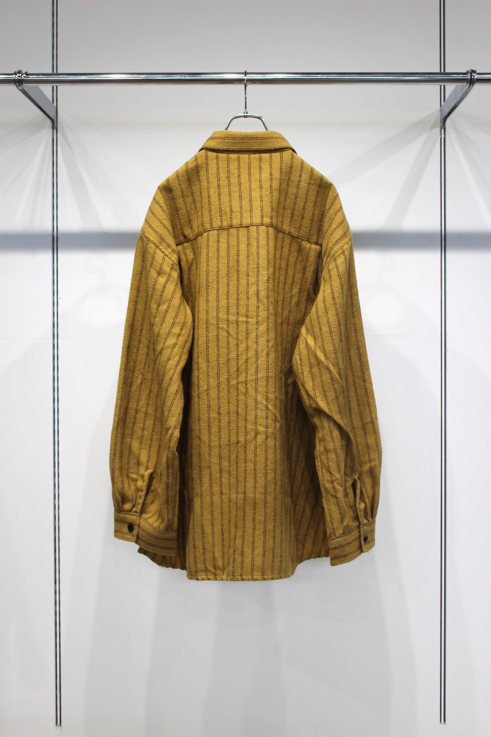 STRIPE BOXY WORK SHIRT | MUSTARD | シャツ