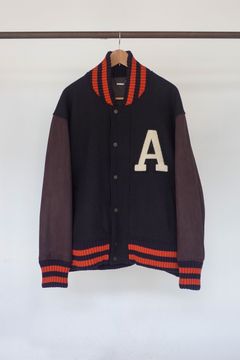 SIDE SLIT VARSITY JACKET/NAVY