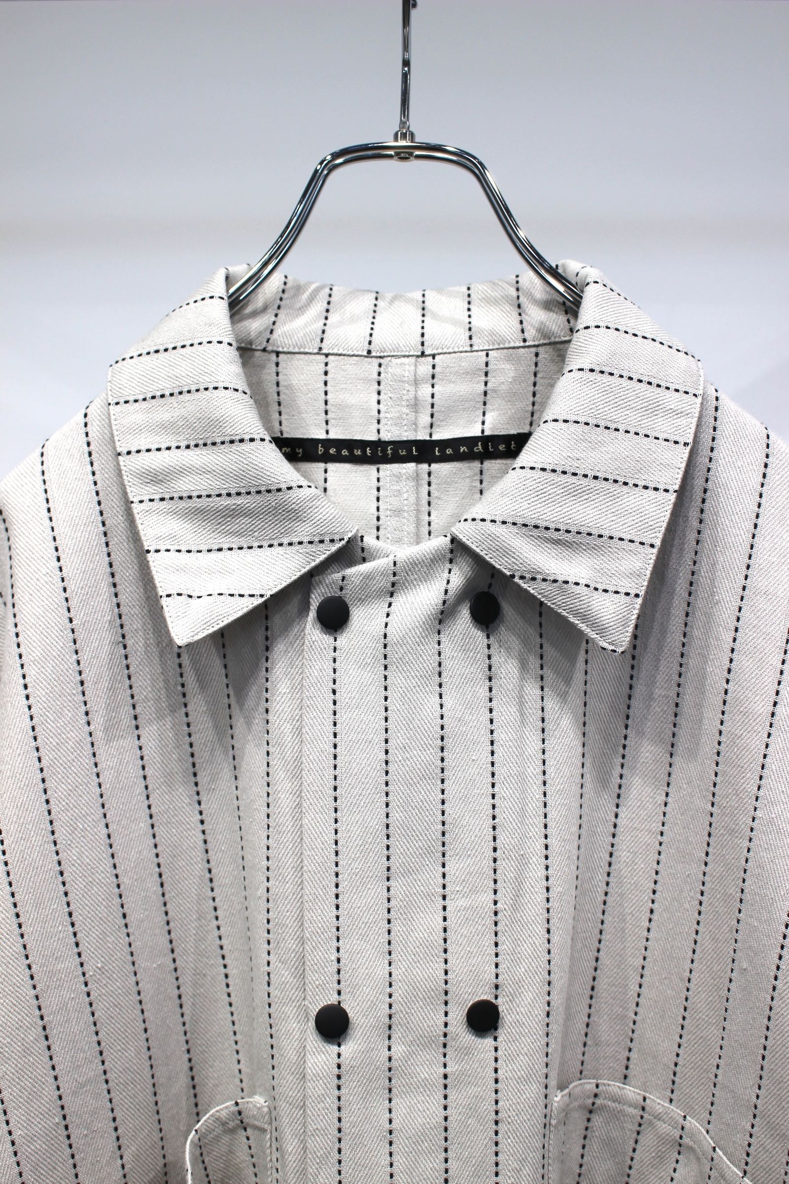 DOBBYSTRIPE / HERRINGBONE COVERALL JACKET | LIGHT GRAY | カバーオール