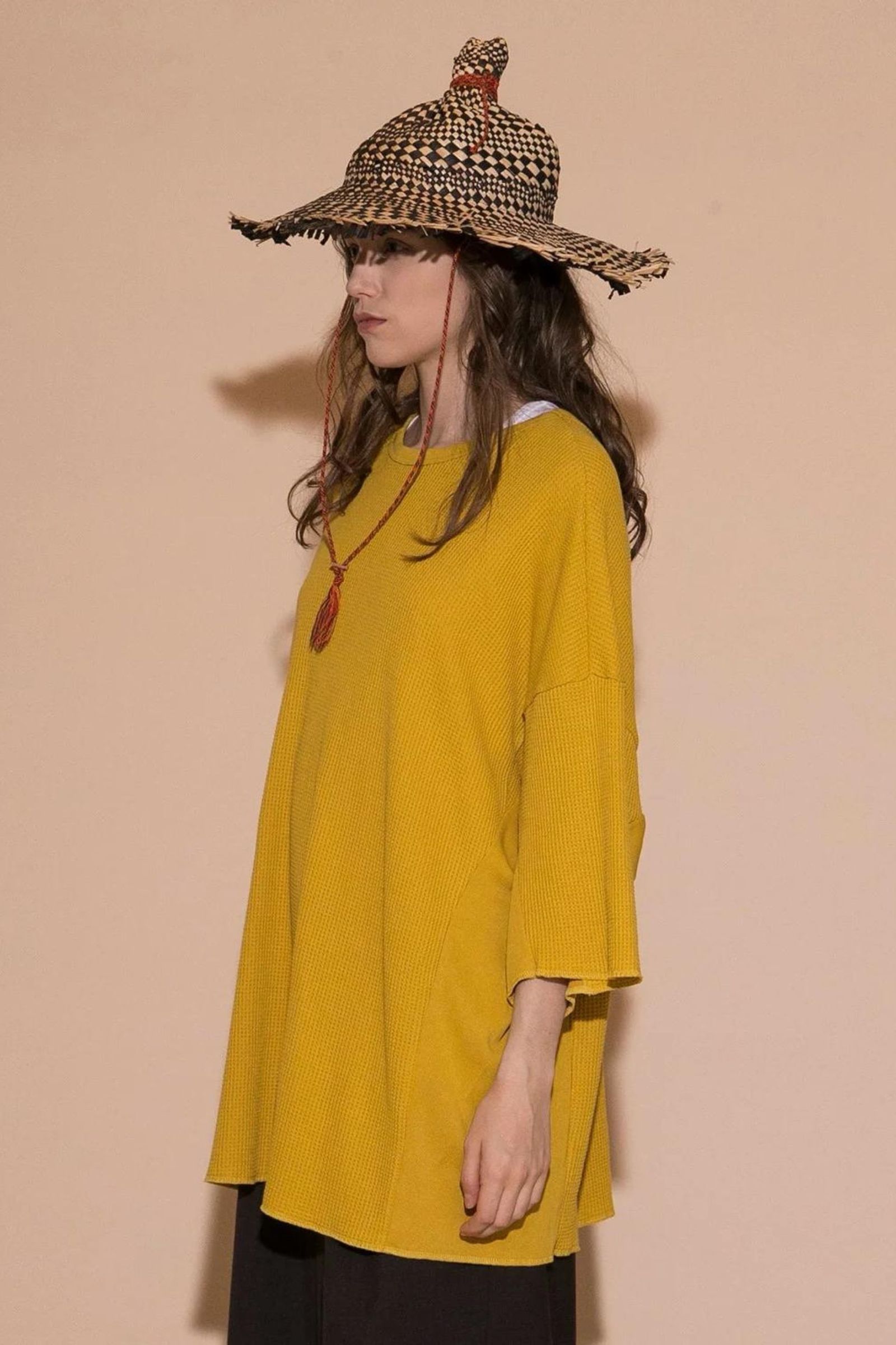 WAFFLE OVERSIZED T-SHIRT/YELLOW