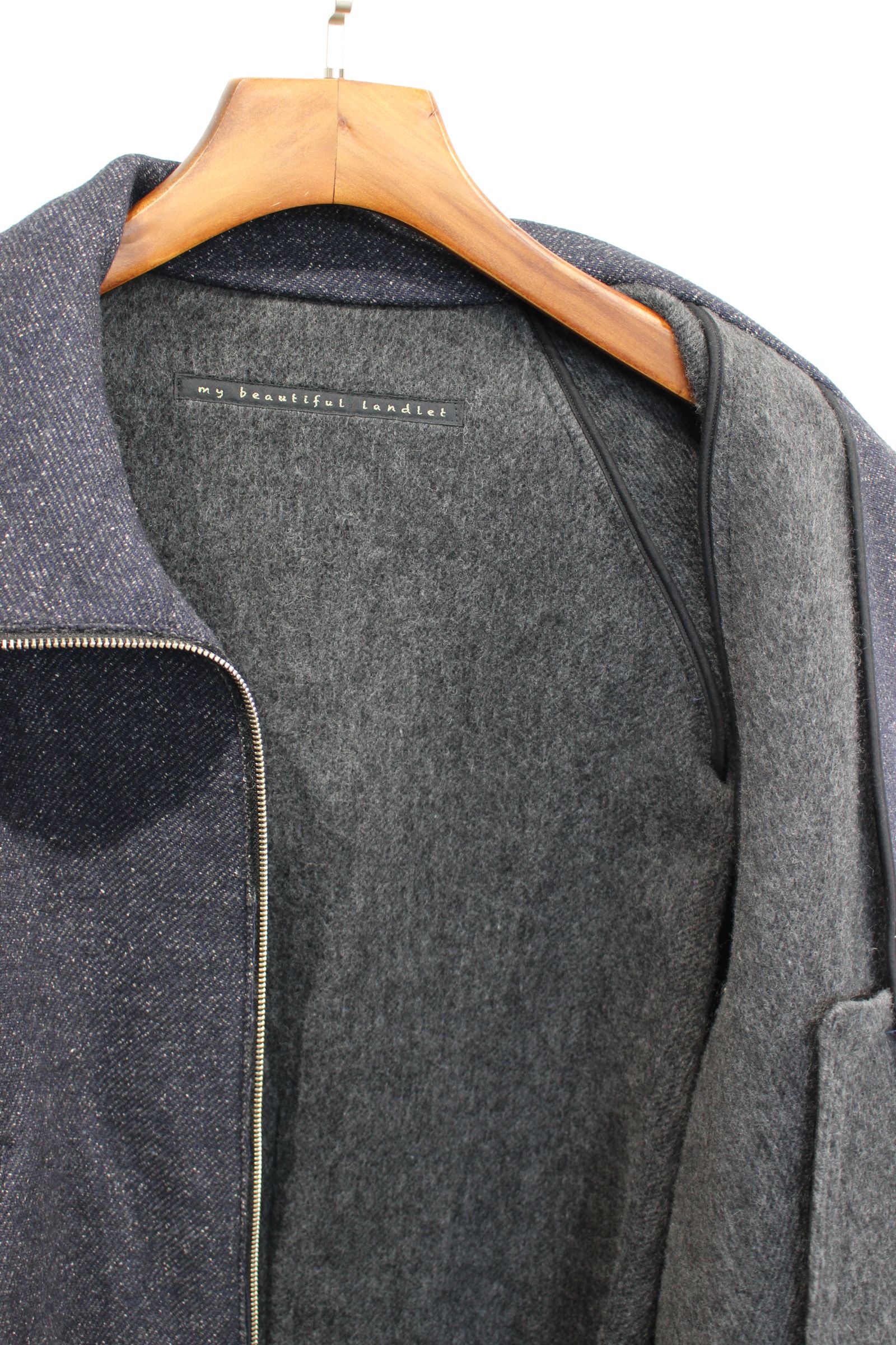 GEELONG LAMBS WOOL ZIP BLOUSON/NAVY