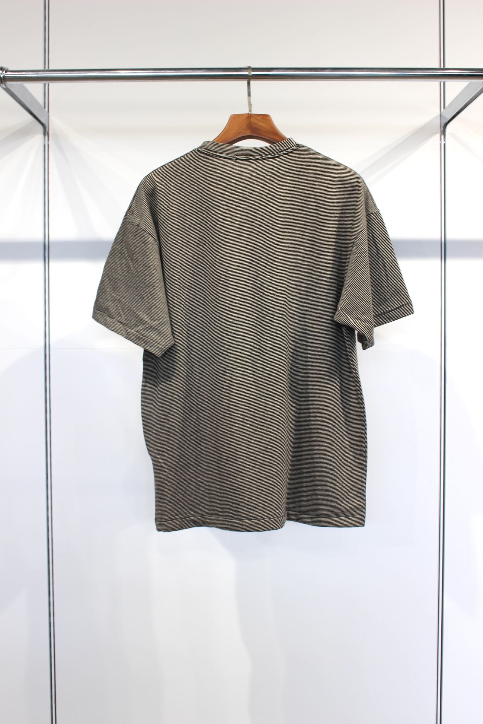 COTTON HEMP BORDER POCKET TEE/BLACK