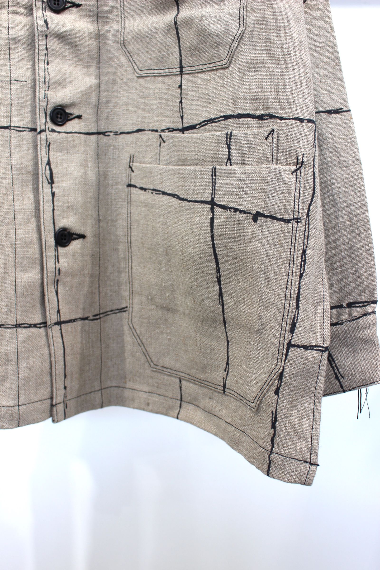 ANCELLM - DRAWING CHECK LINEN COVERALL/NATURAL | NapsNote