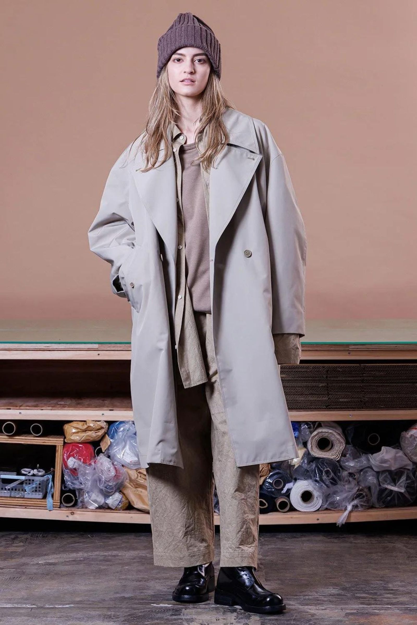 [ラスト1点] SUN DRYING LIGHT HAND TWIL Wide Tapered Easy Pants | BEIGE | ワイドテーパードパンツ