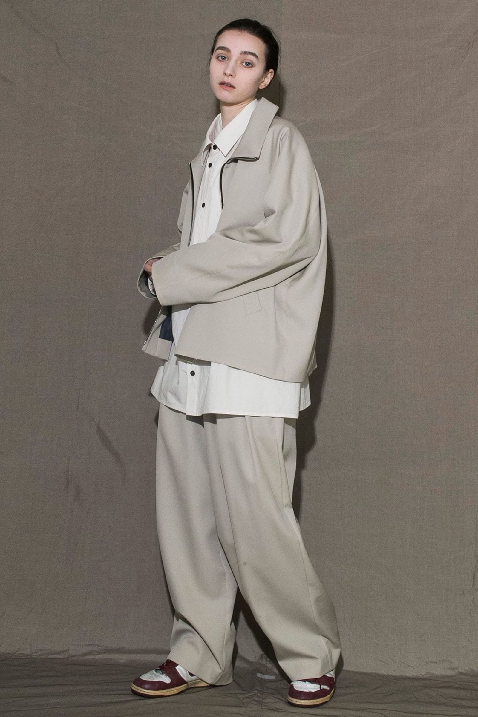 HARUTO PROCESSED WOOL ZIP BLOUSON/BEIGE