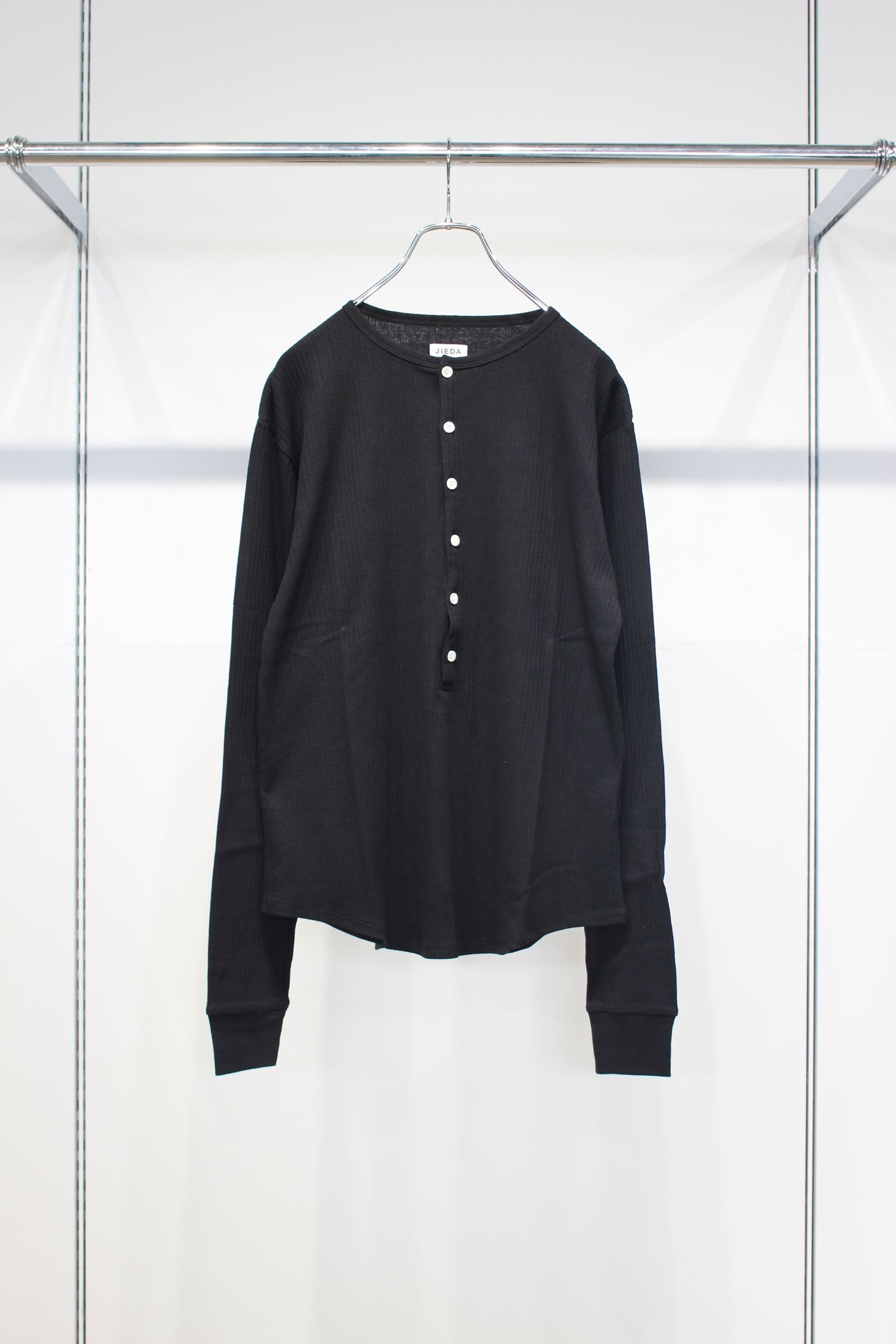 VINTAGE LIGHT RIB HENRY NECK L/S | BLACK | カットソー